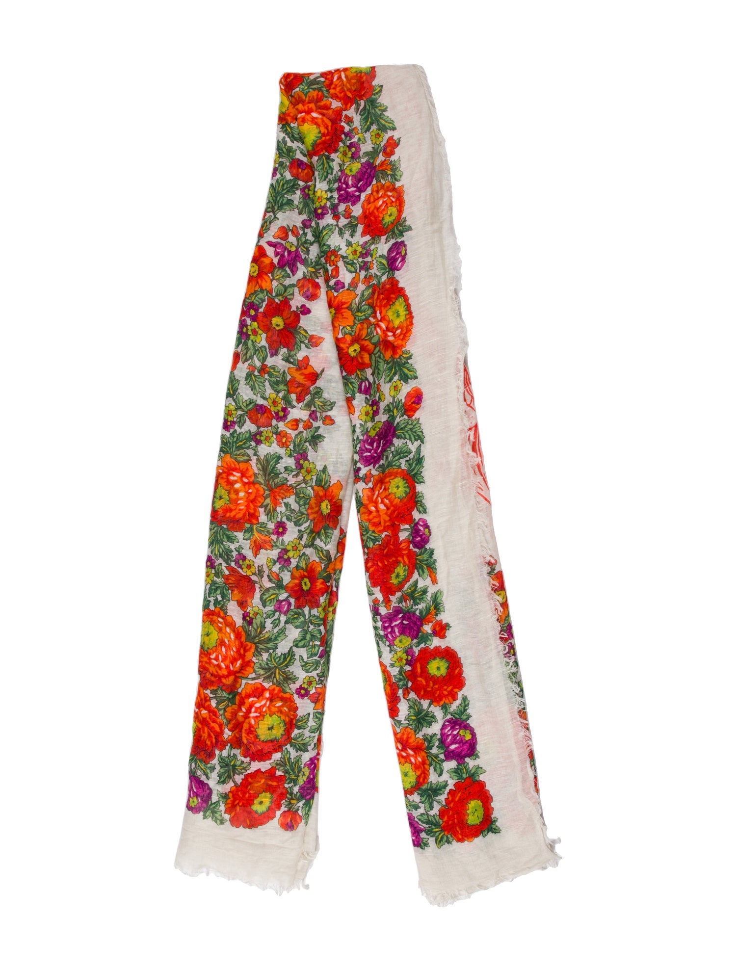Franco Ferrari Silk Floral Print Scarf
