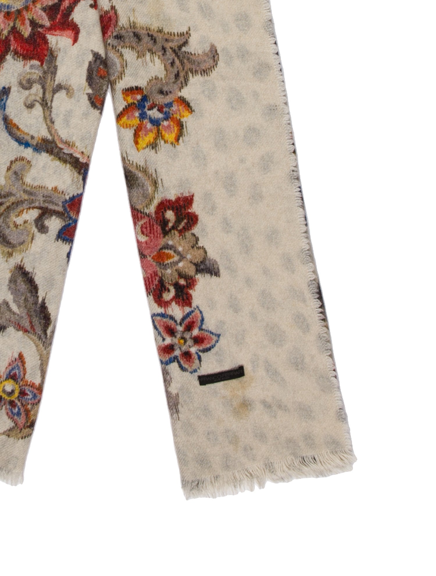 Franco Ferrari Cashmere Floral Print Scarf
