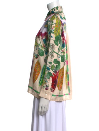 Franco Ferrari Silk Printed Button-Up Top