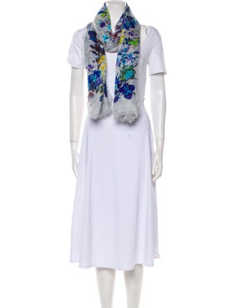 Franco Ferrari Silk Floral Print Scarf
