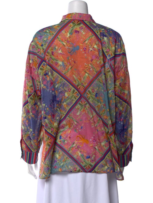 Franco Ferrari Paisley Print Mock Neck Button-Up Top