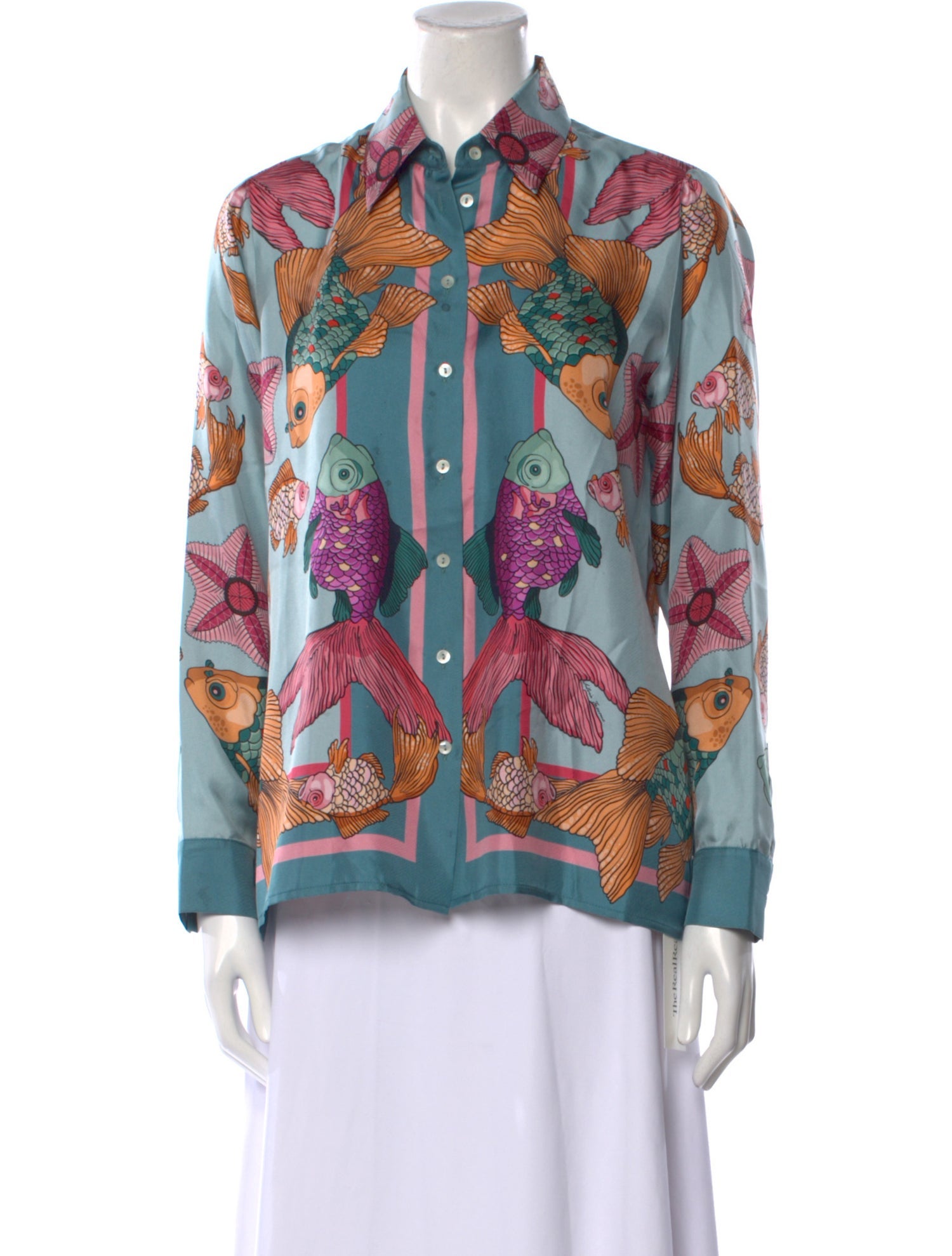 Franco Ferrari Silk Printed Button-Up Top
