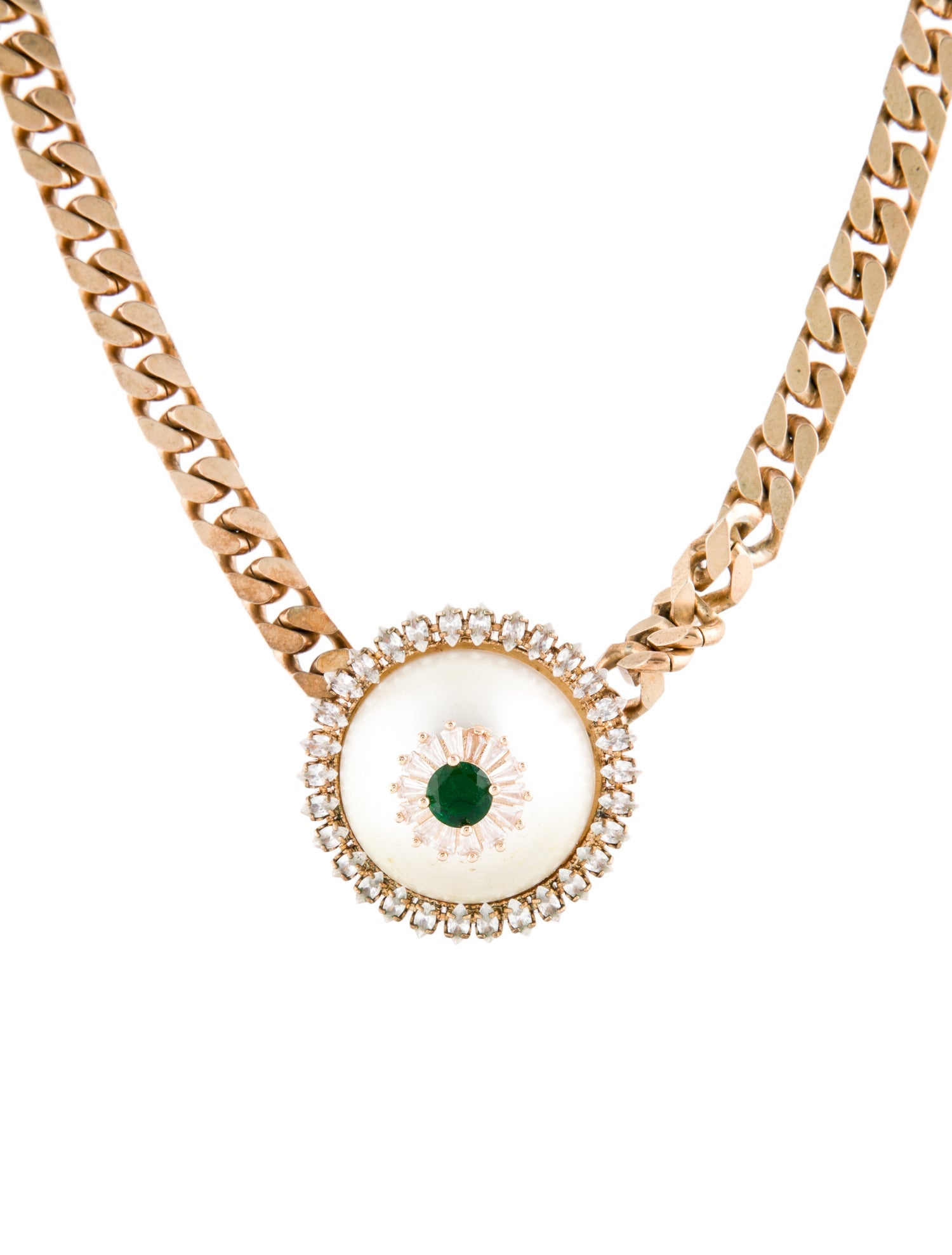 Anton Heunis Faux Pearl & Crystal Pendant Necklace