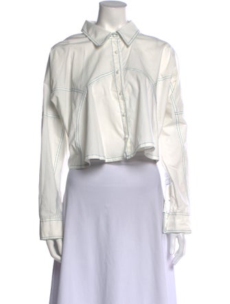 Solid & Striped Mock Neck Long Sleeve Crop Top