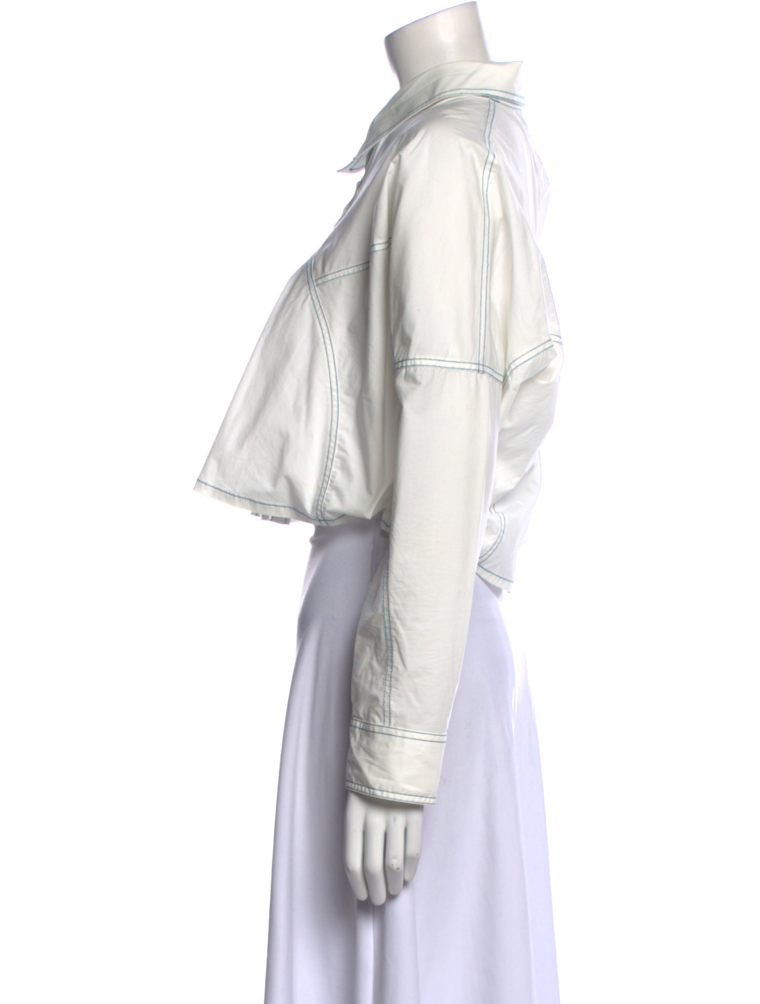 Solid & Striped Mock Neck Long Sleeve Crop Top