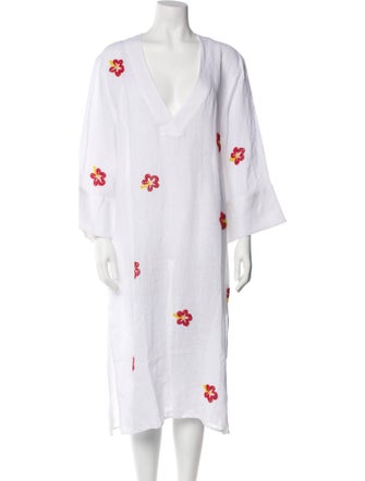 Solid & Striped Linen Midi Length Dress