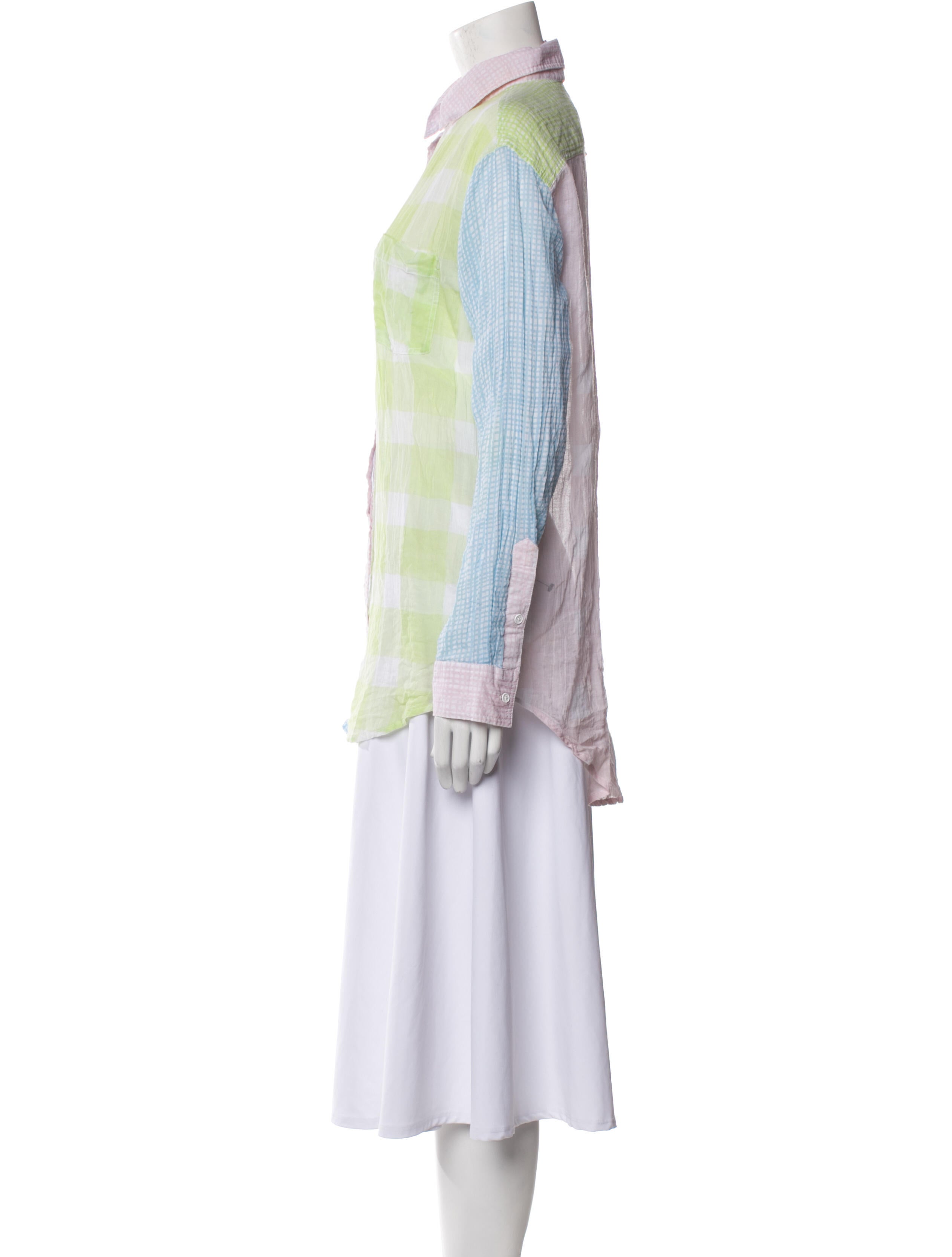 Solid & Striped Plaid Print Long Sleeve Tunic