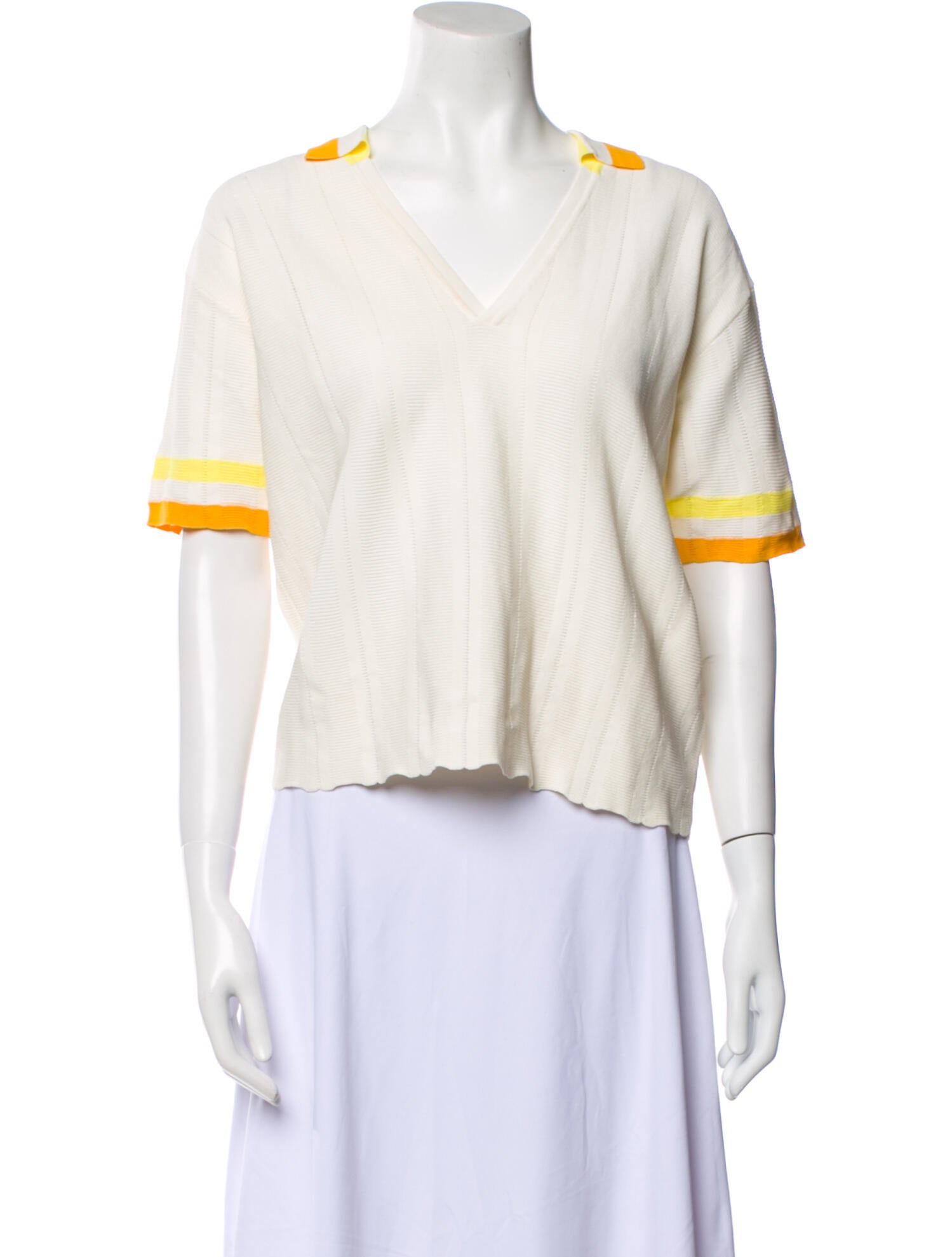 Solid & Striped Colorblock Pattern V-Neck Crop Top