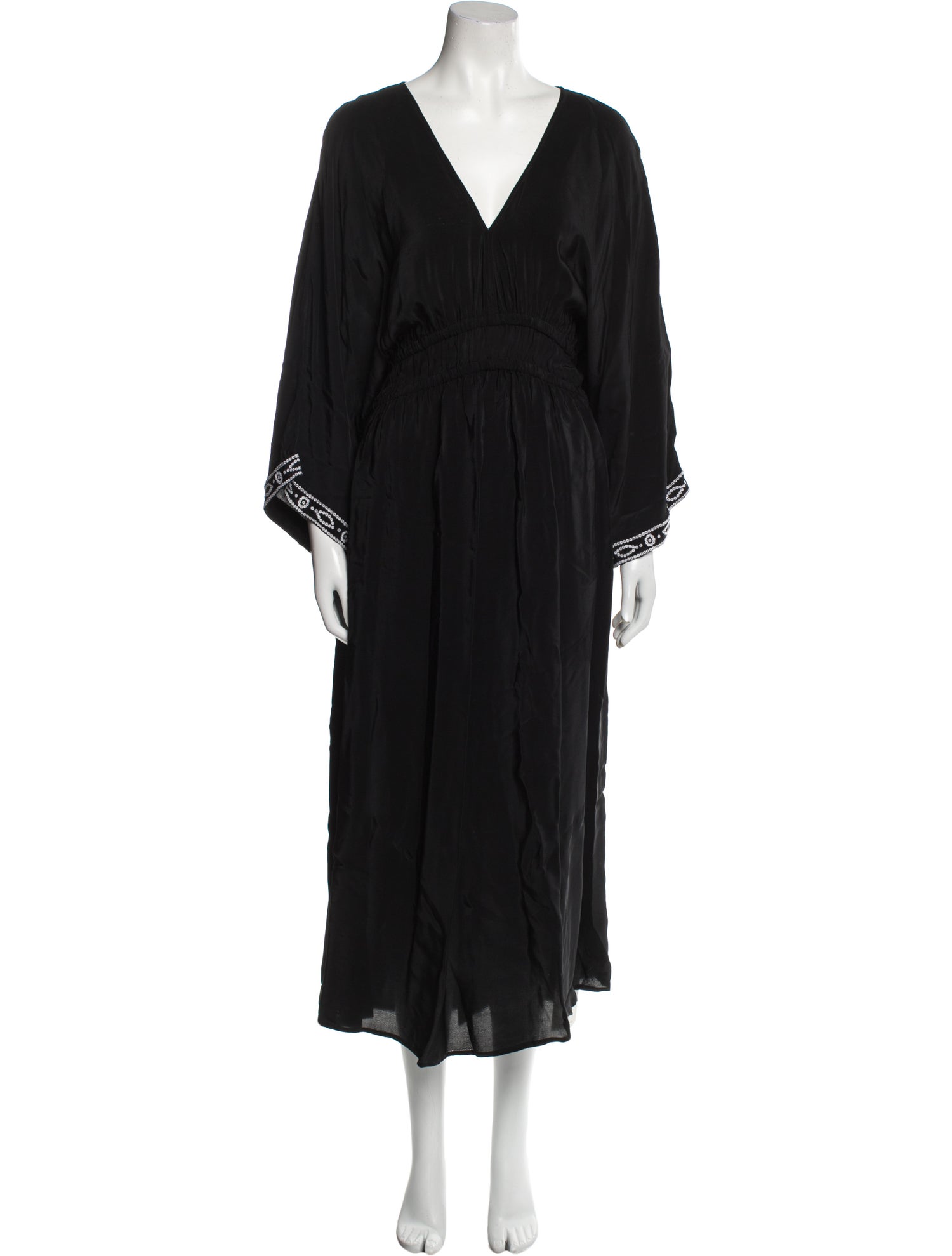 Solid & Striped V-Neck Long Dress