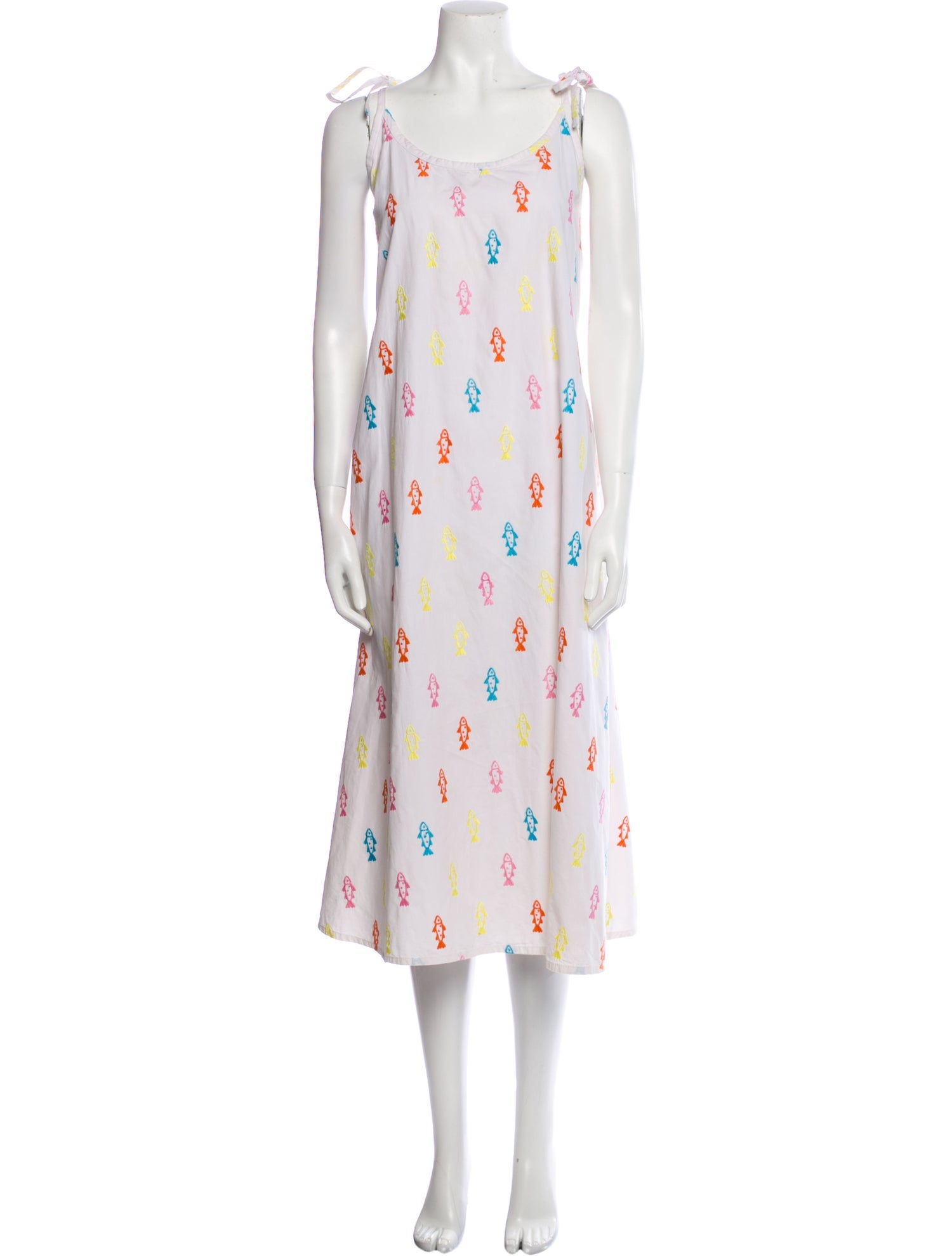 Solid & Striped Floral Print Midi Length Dress