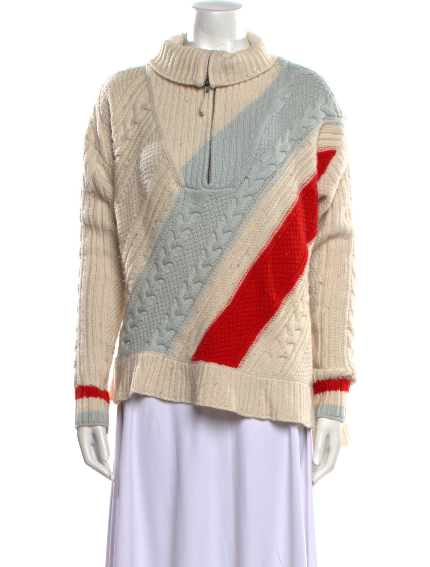 Solid & Striped Wool Colorblock Pattern Sweater