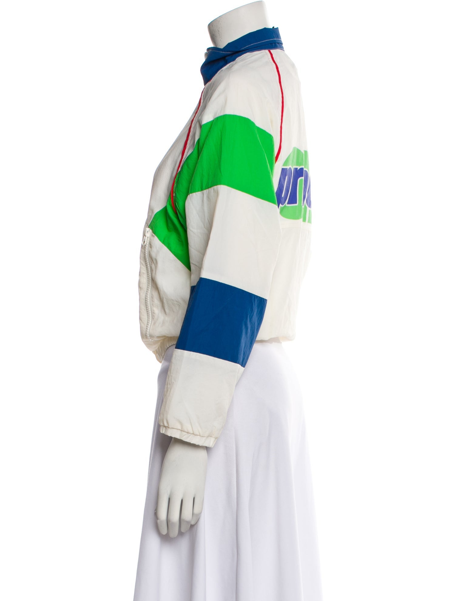Solid & Striped Nylon Colorblock Pattern Bomber Jacket w/ Tags