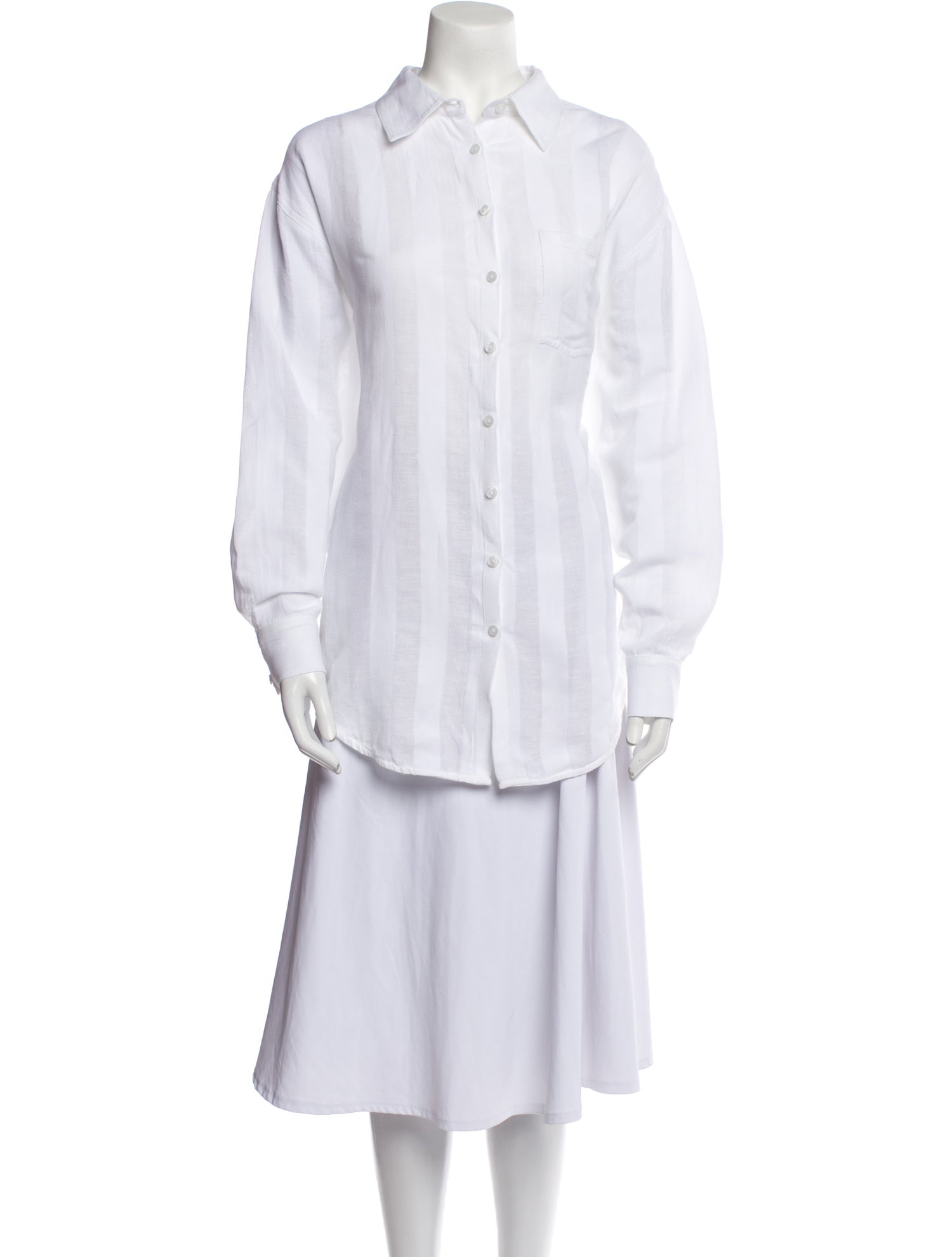 Solid & Striped Long Sleeve Button-Up Top