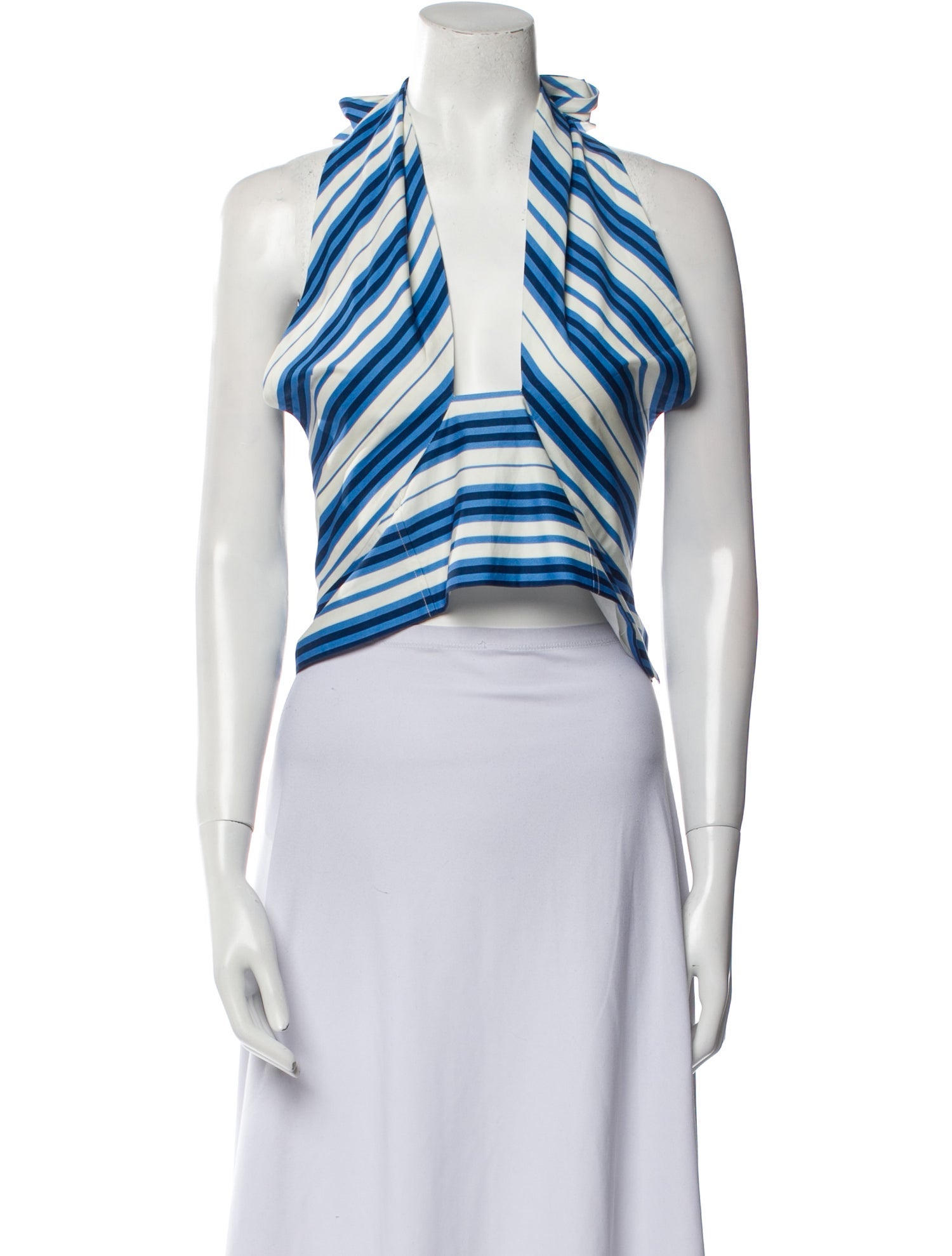 Solid & Striped Striped Plunge Neckline Crop Top