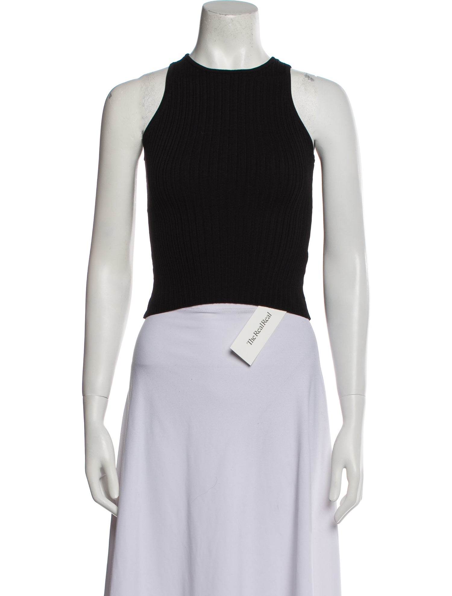 Solid & Striped Crew Neck Sleeveless Crop Top