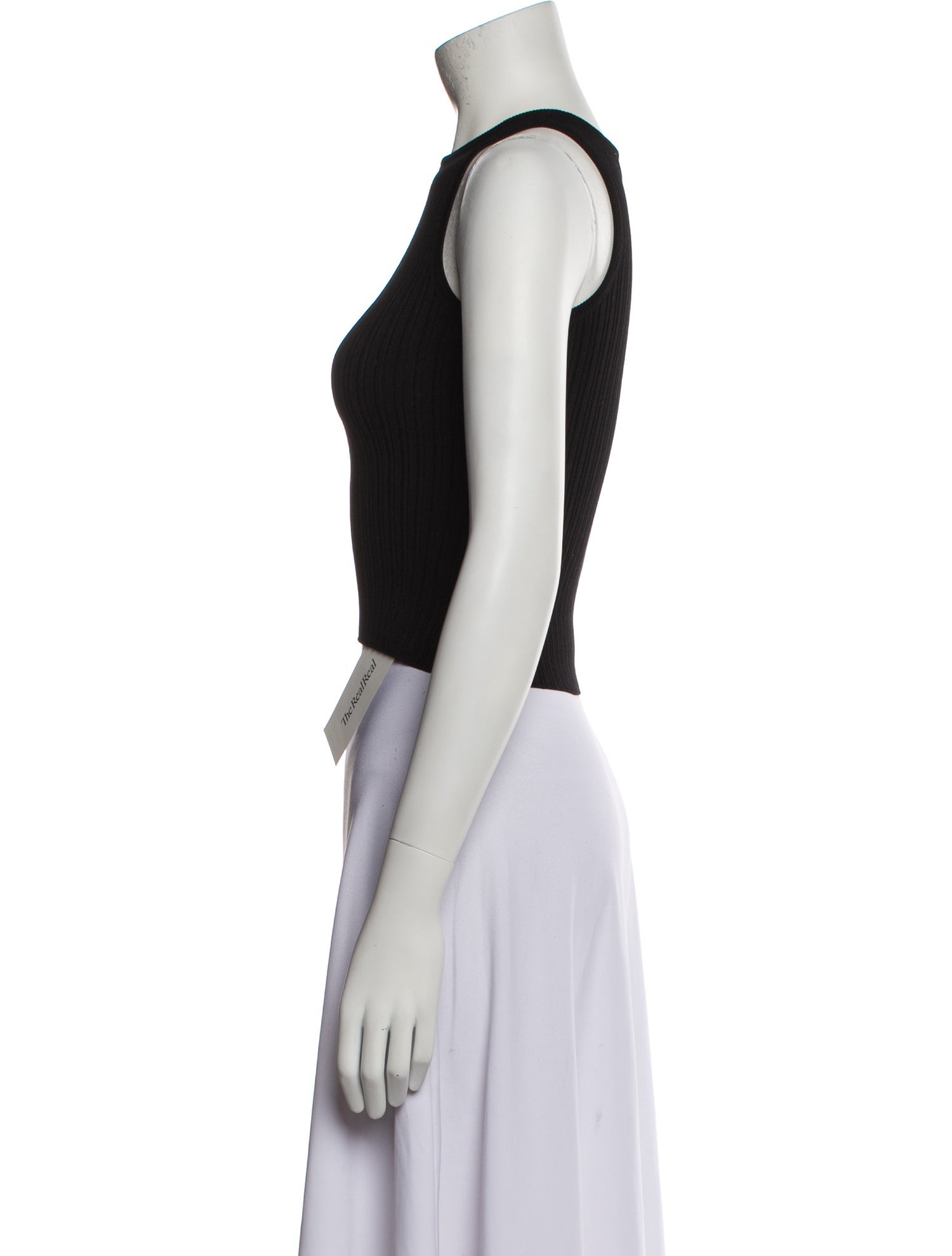 Solid & Striped Crew Neck Sleeveless Crop Top