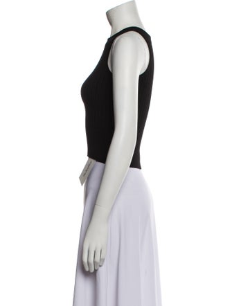 Solid & Striped Crew Neck Sleeveless Crop Top