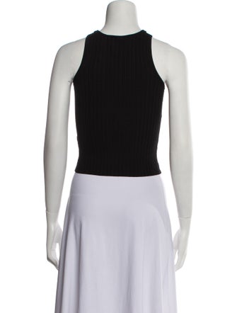 Solid & Striped Crew Neck Sleeveless Crop Top