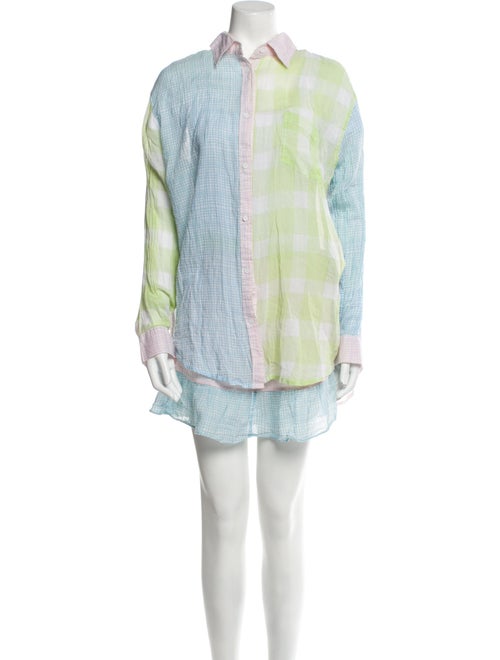 Solid & Striped Plaid Print Ruffle Embellishment Skirt Set