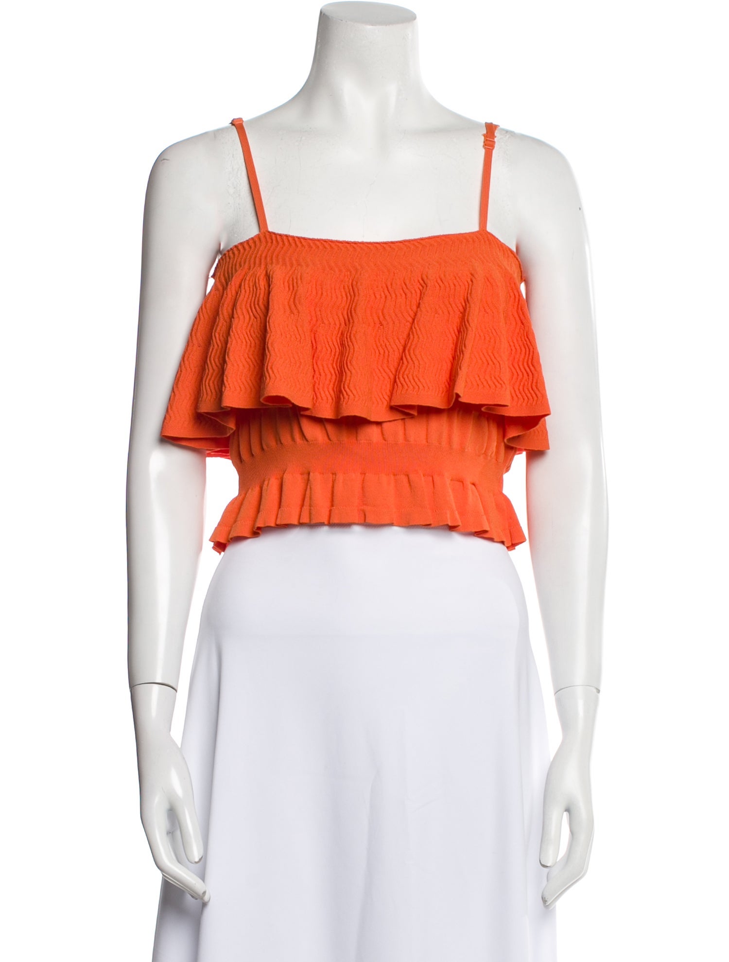 Solid & Striped Square Neckline Sleeveless Crop Top