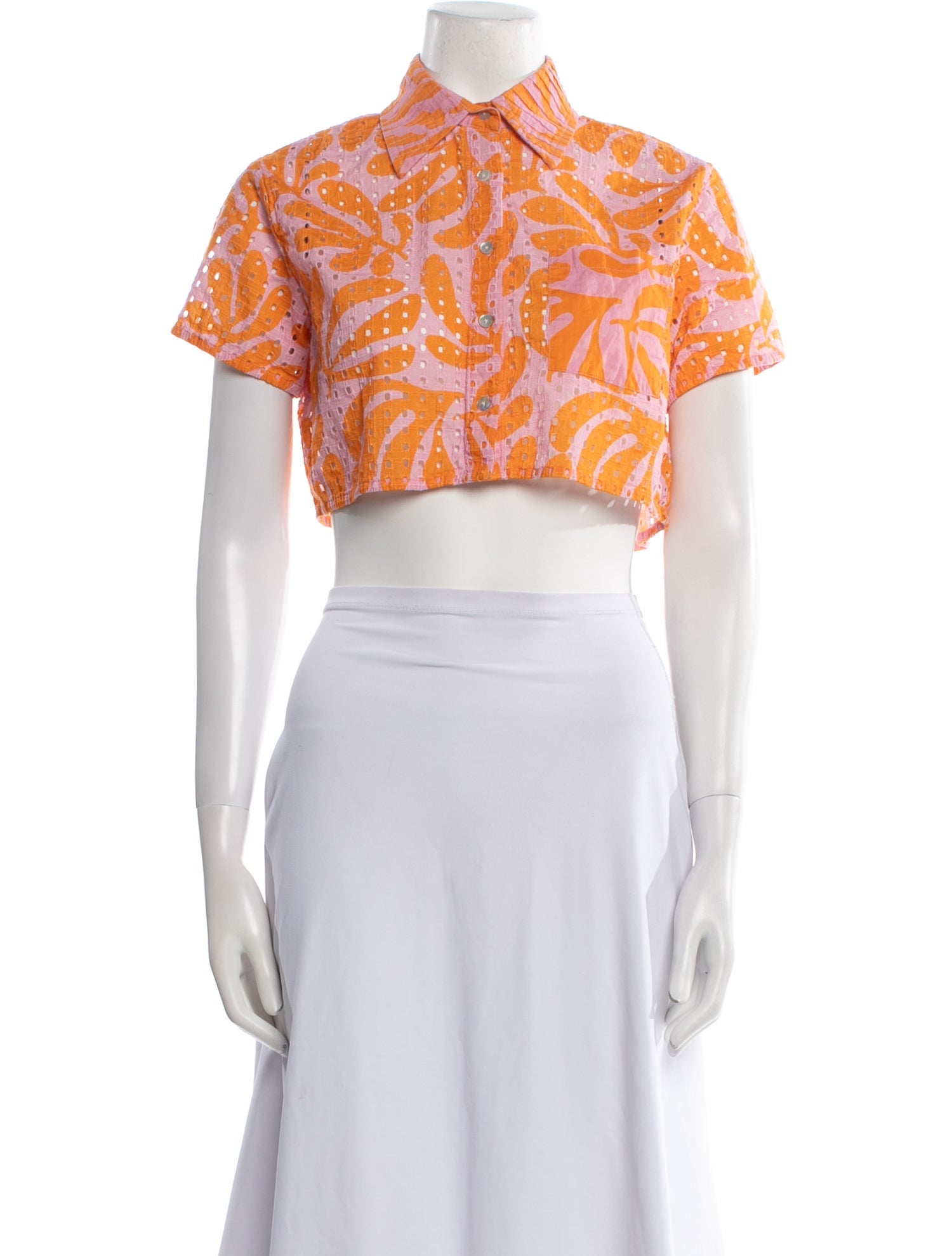 Solid & Striped Printed Short Sleeve Crop Top