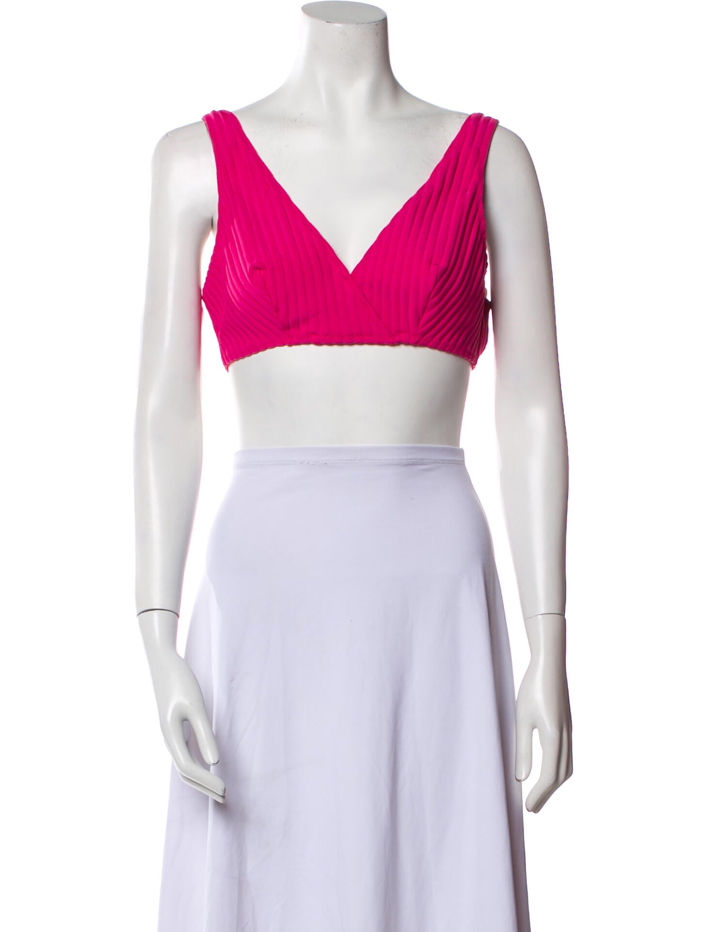 Solid & Striped V-Neck Sleeveless Crop Top