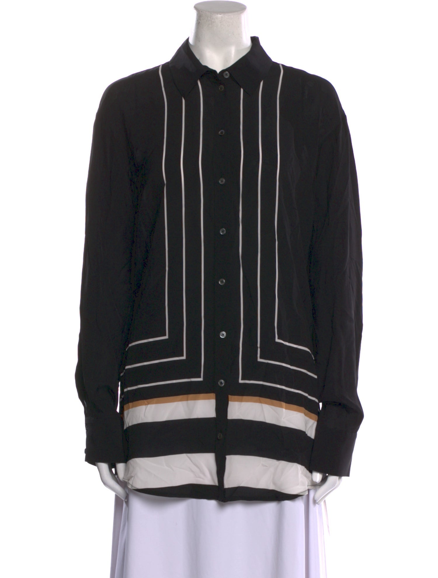 Solid & Striped Silk Colorblock Pattern Tunic
