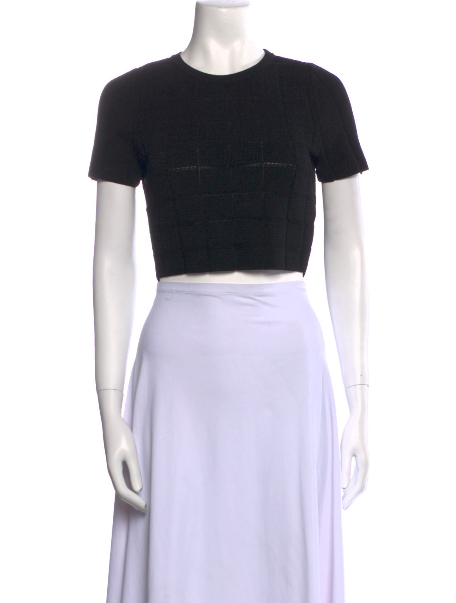 Solid & Striped Crew Neck Short Sleeve Crop Top