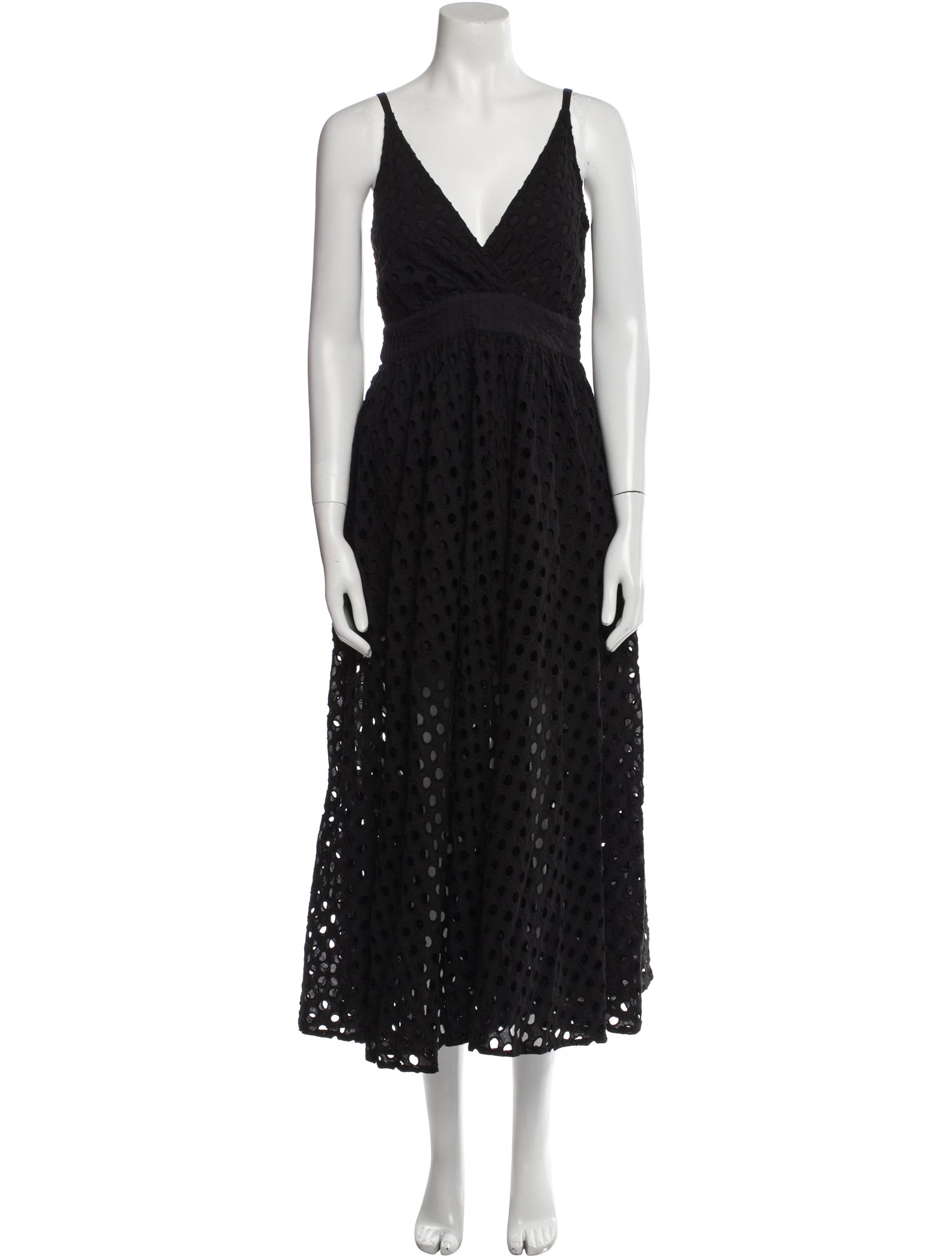 Solid & Striped V-Neck Midi Length Dress