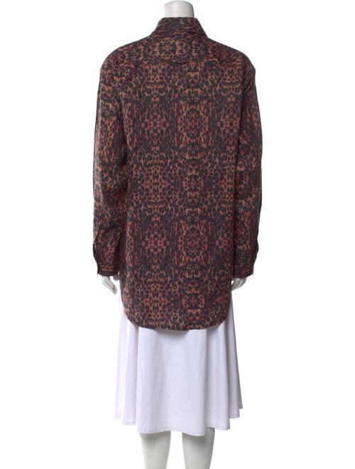 Solid & Striped Linen Animal Print Button-Up Top