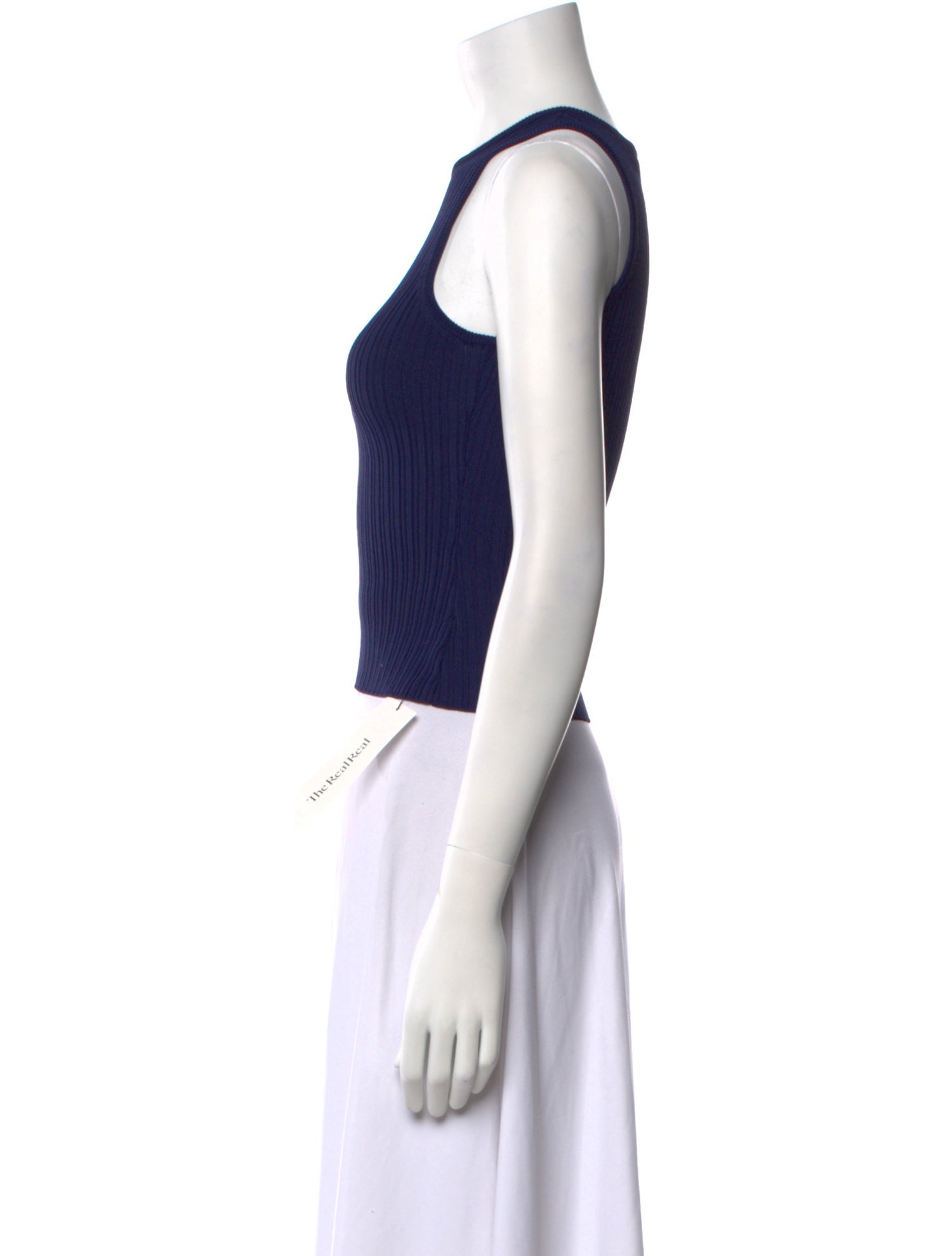 Solid & Striped Crew Neck Sleeveless Crop Top