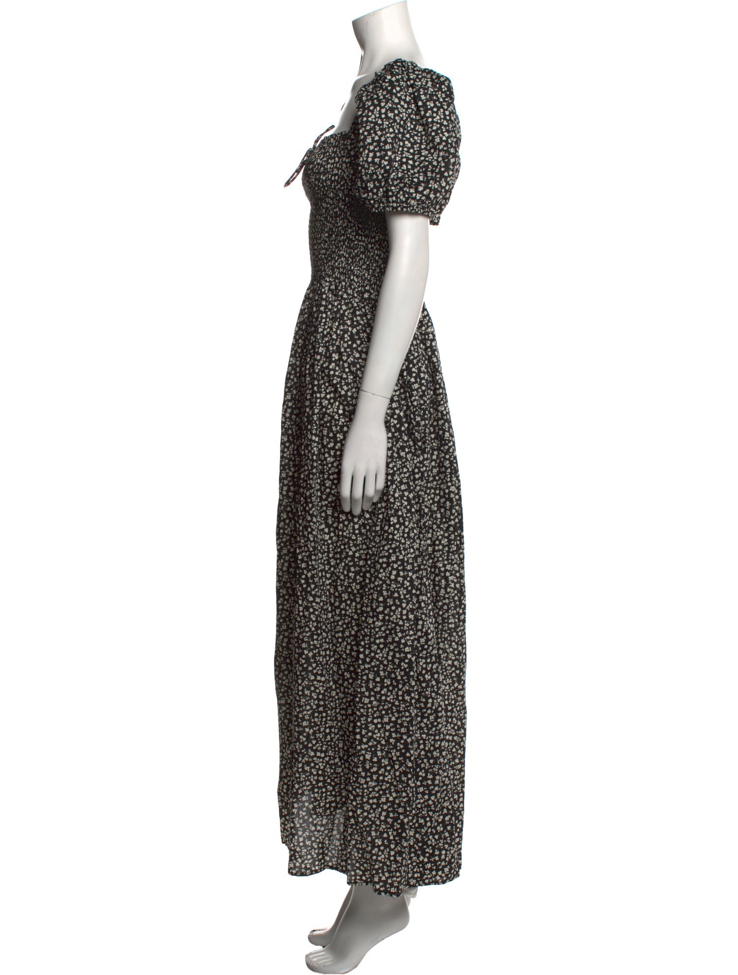 Solid & Striped Floral Print Long Dress