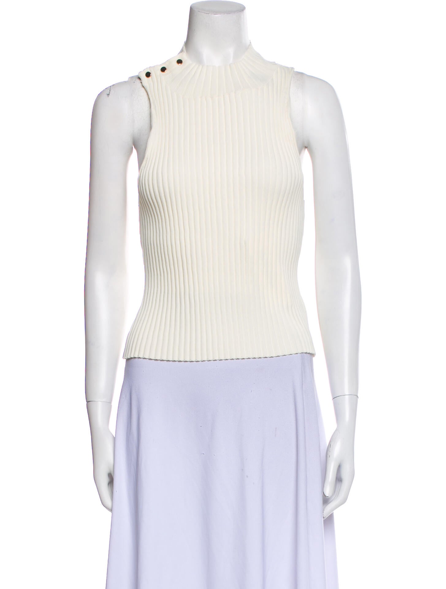 Solid & Striped Mock Neck Sleeveless Top