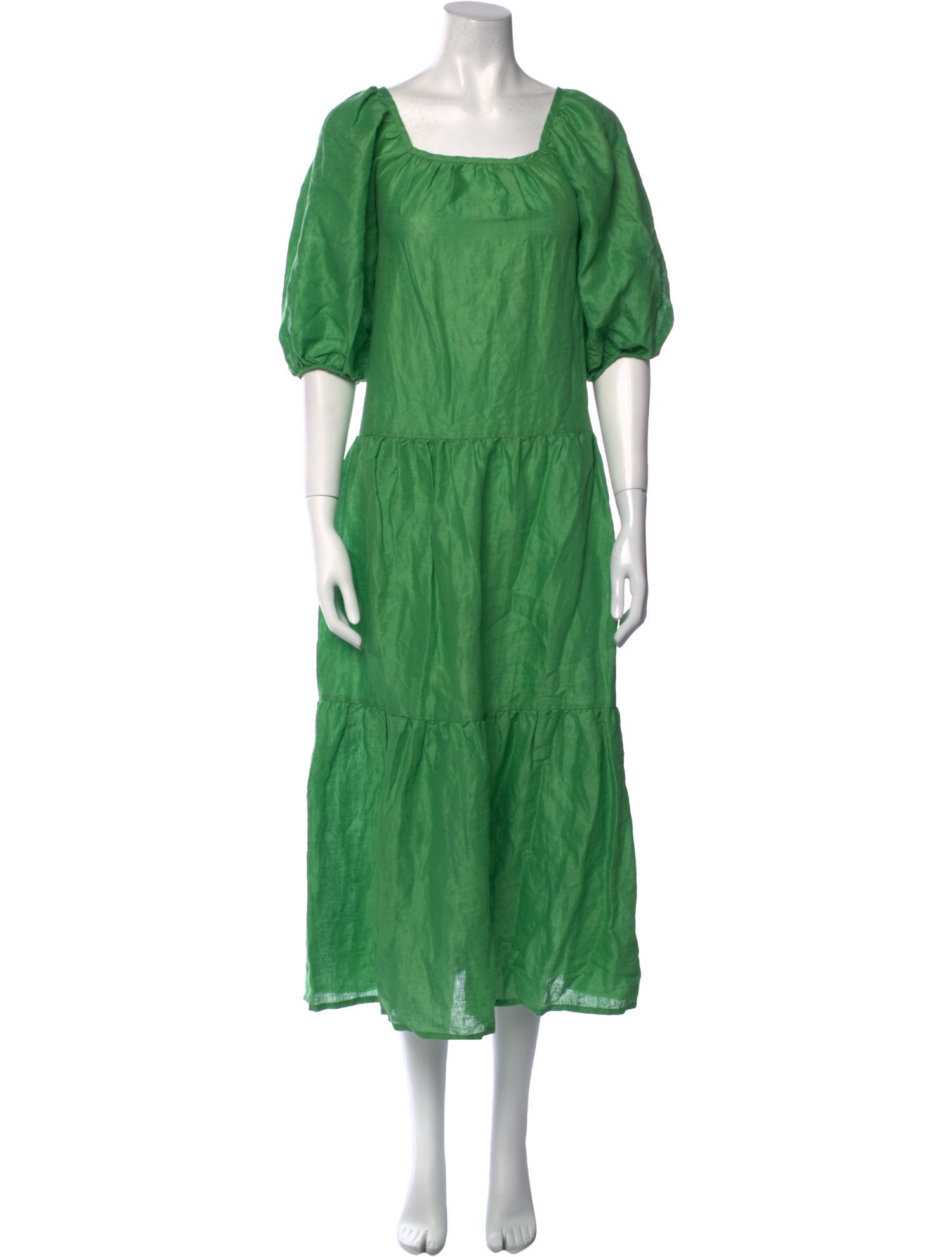 Solid & Striped Linen Midi Length Dress