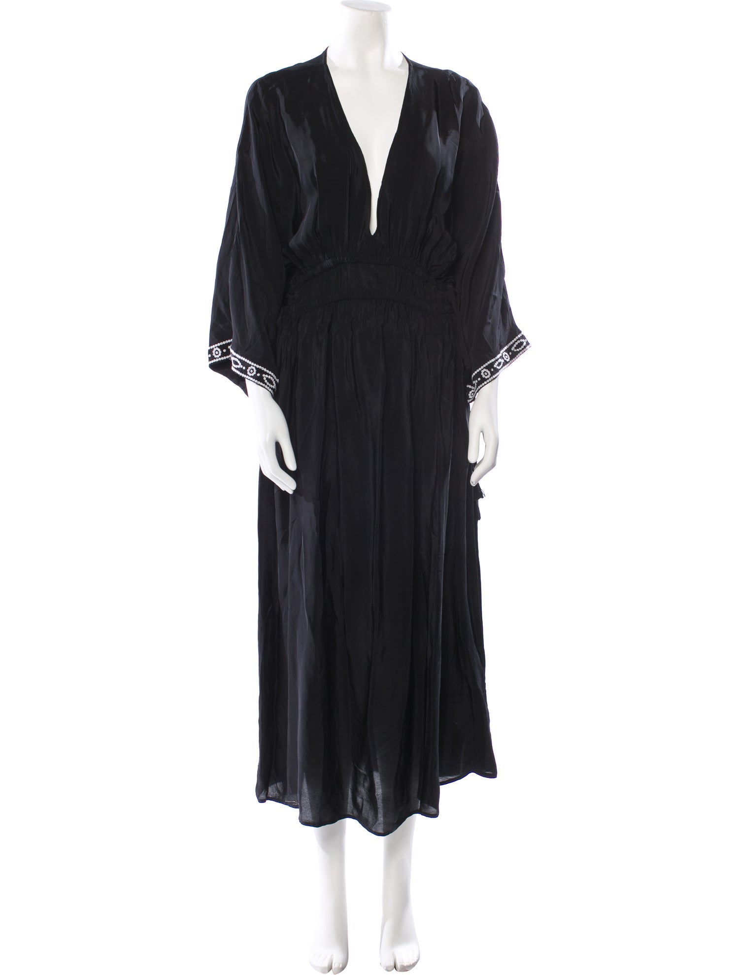 Solid & Striped V-Neck Long Dress