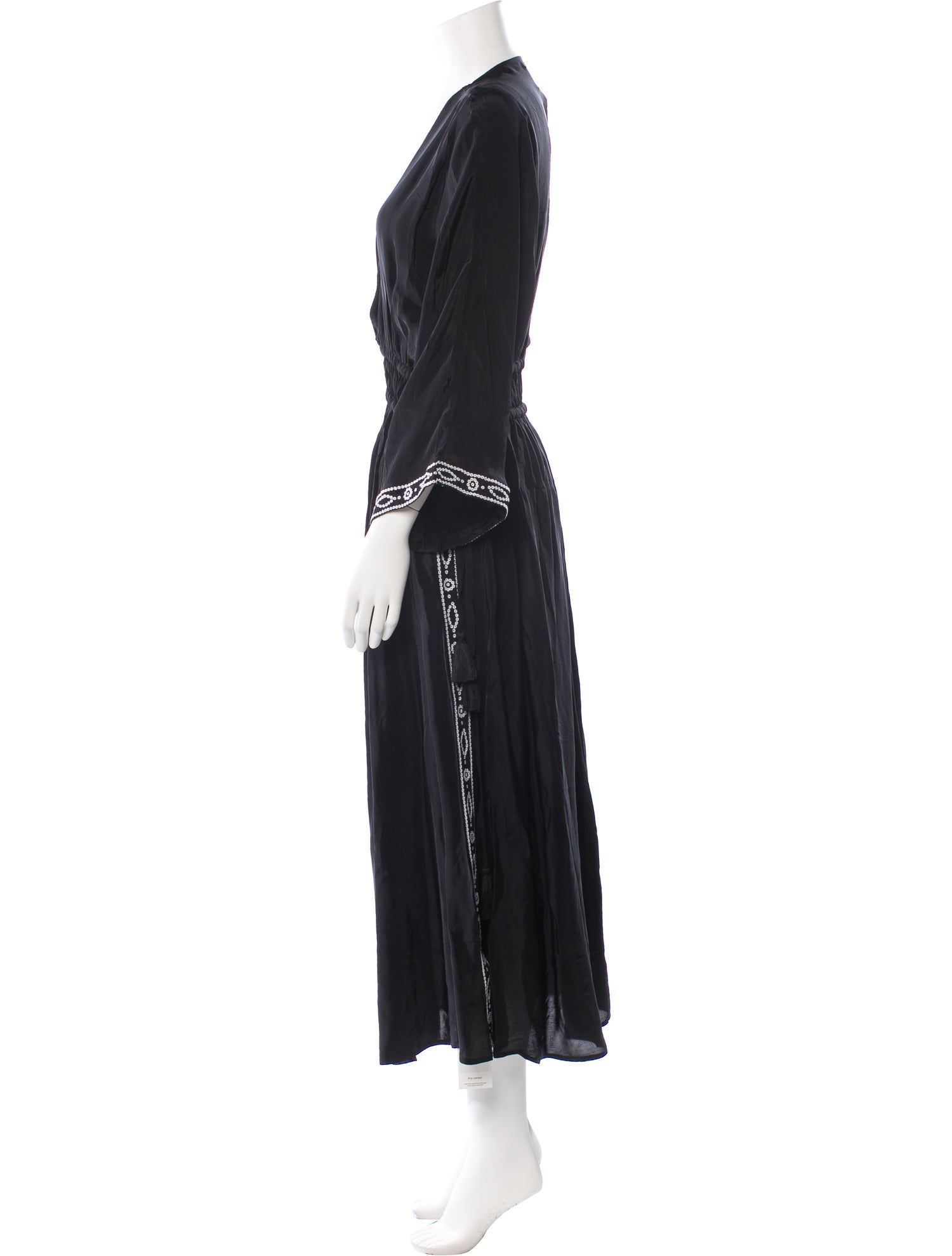 Solid & Striped V-Neck Long Dress