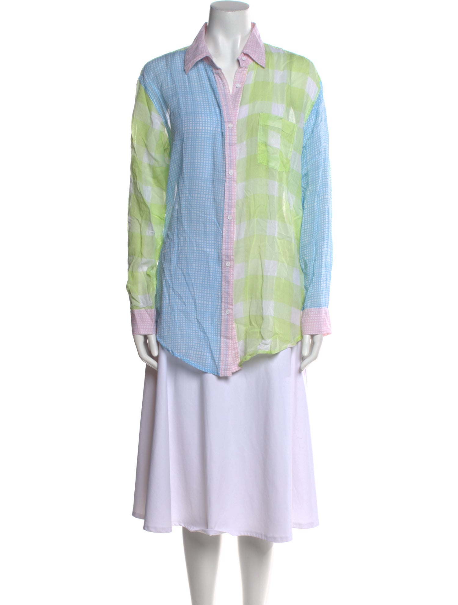 Solid & Striped Plaid Print Long Sleeve Tunic