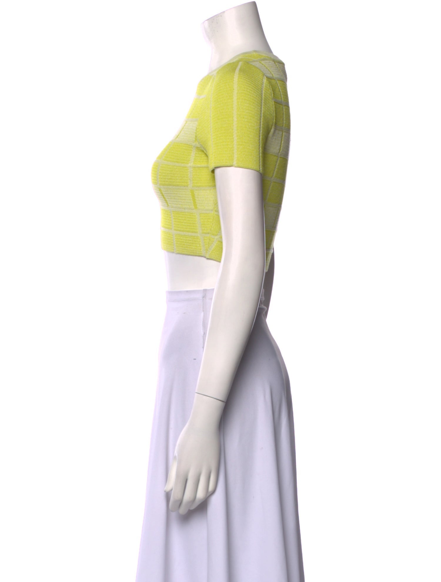 Solid & Striped Plaid Print Crew Neck Crop Top