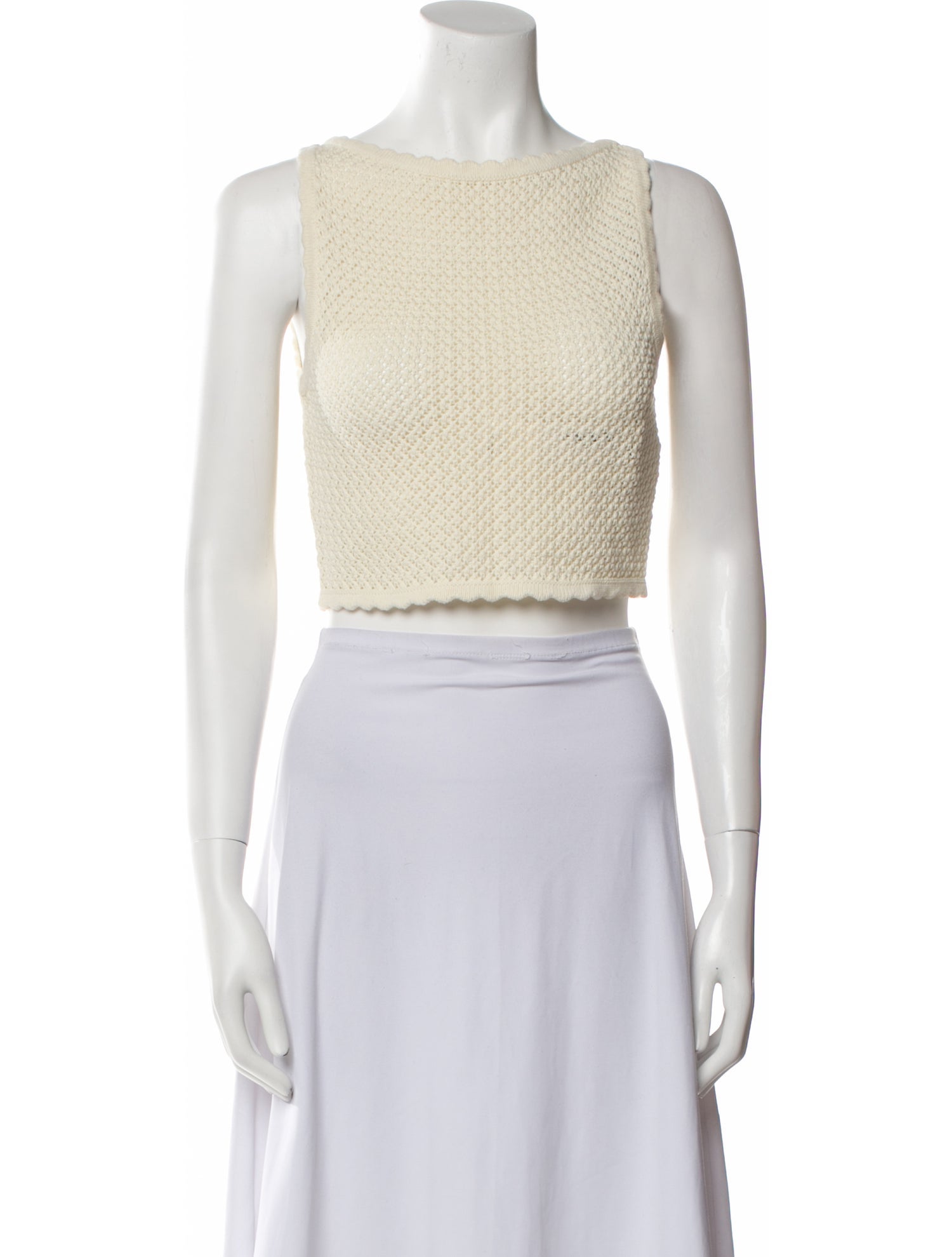 Solid & Striped Bateau Neckline Sleeveless Crop Top