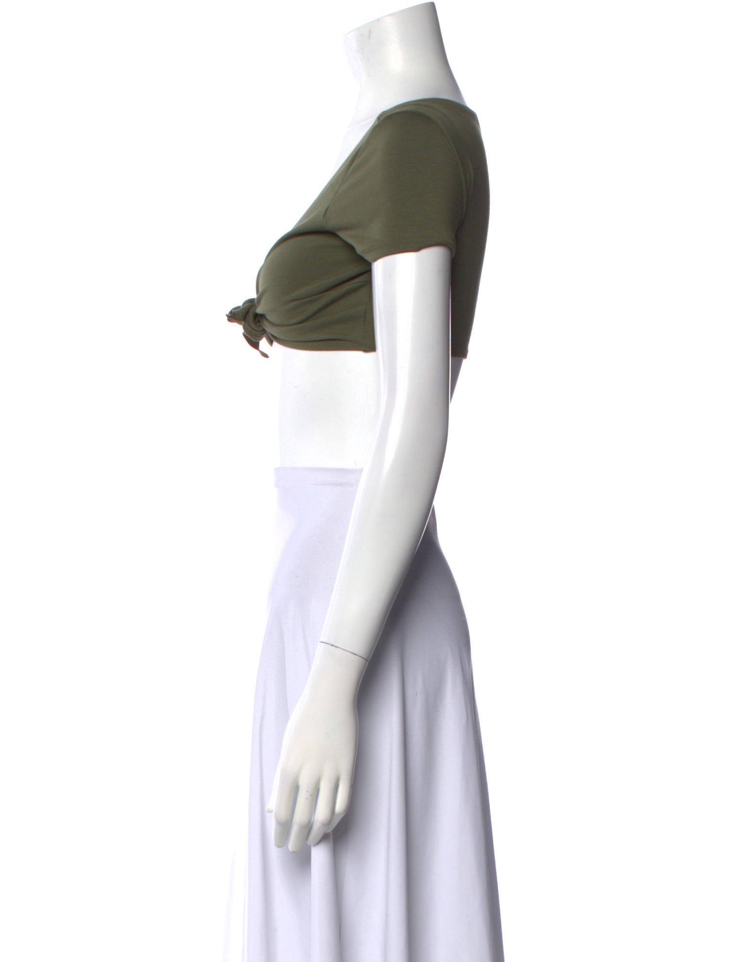 Solid & Striped V-Neck Short Sleeve Crop Top