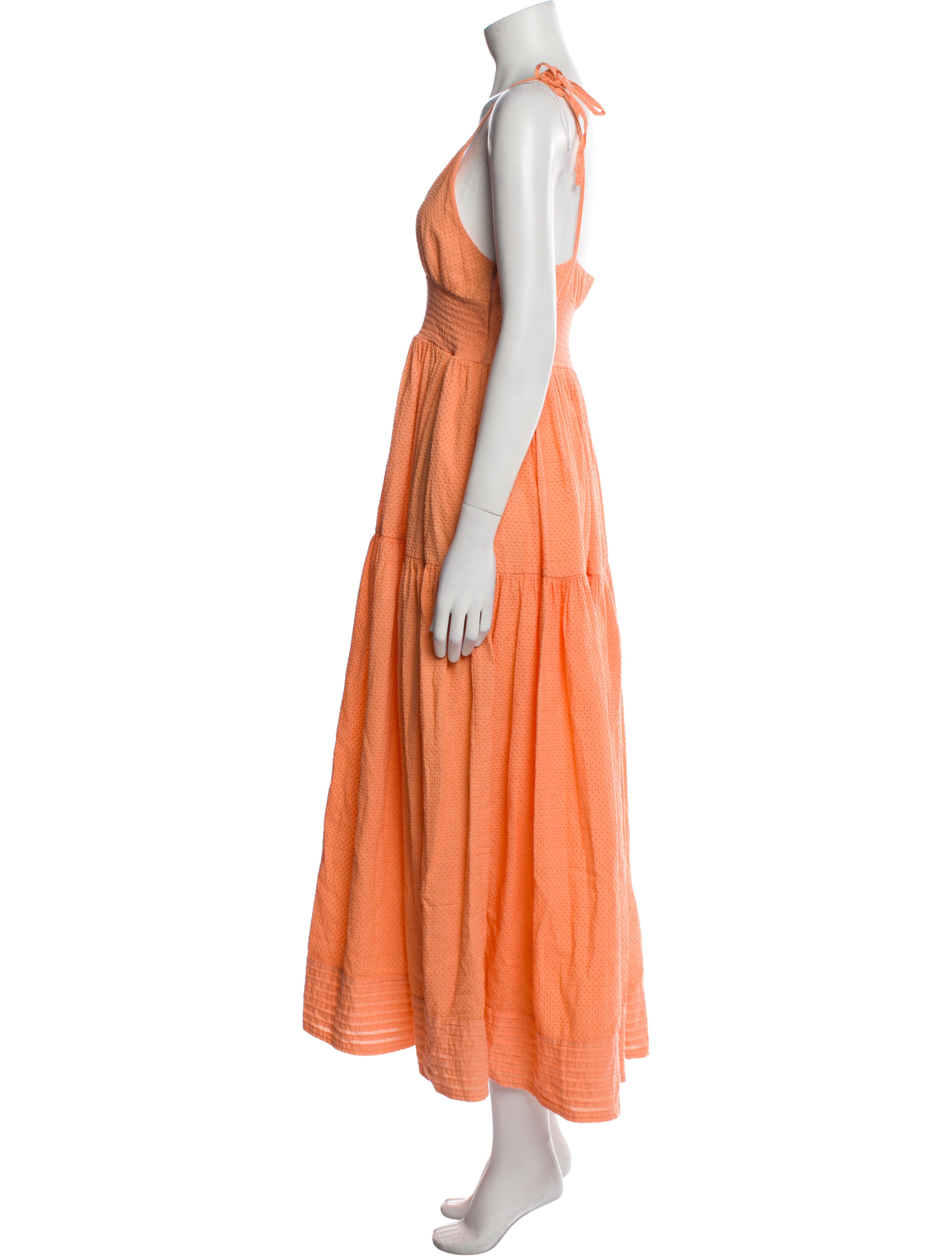 Solid & Striped V-Neck Long Dress