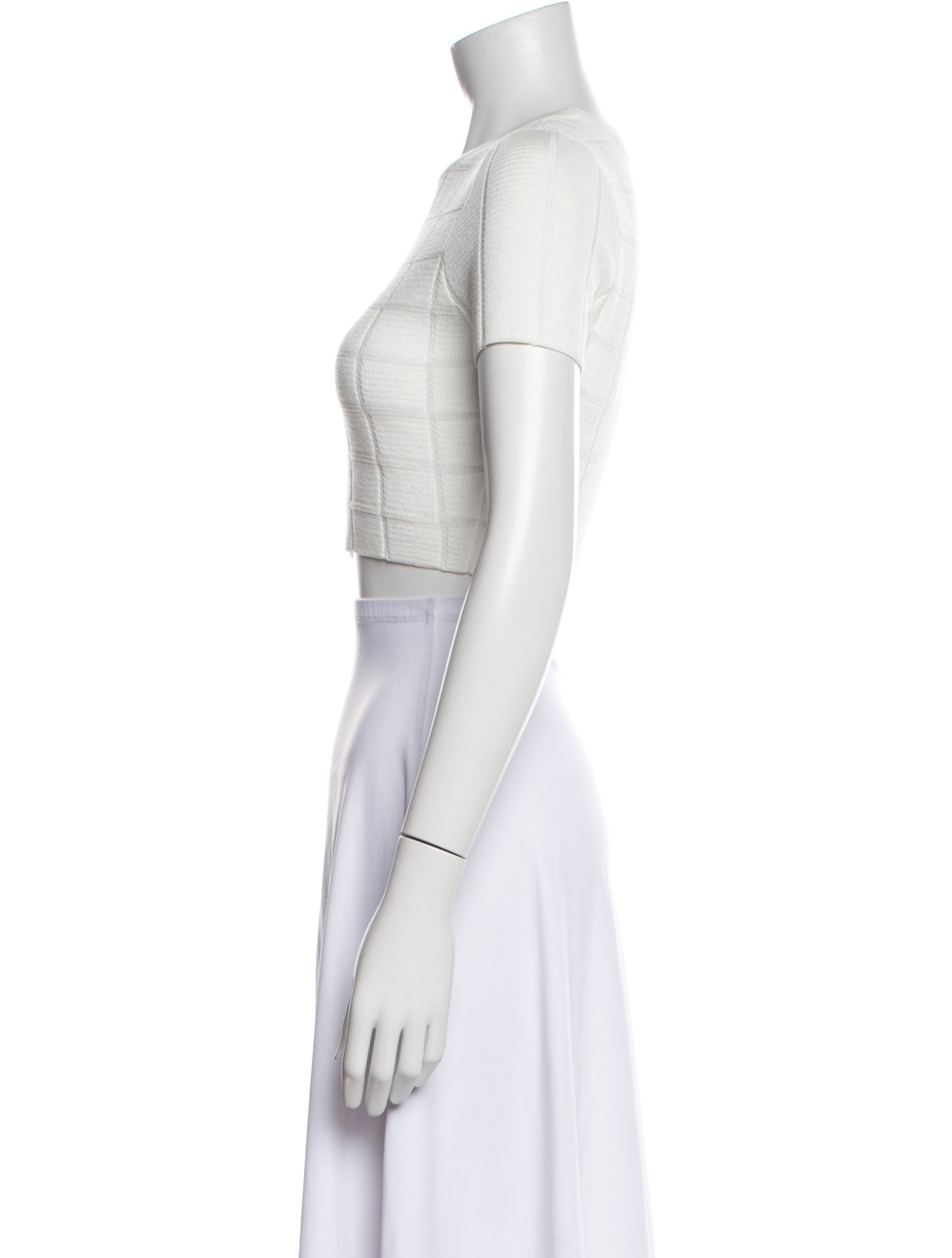 Solid & Striped Crew Neck Short Sleeve Crop Top w/ Tags