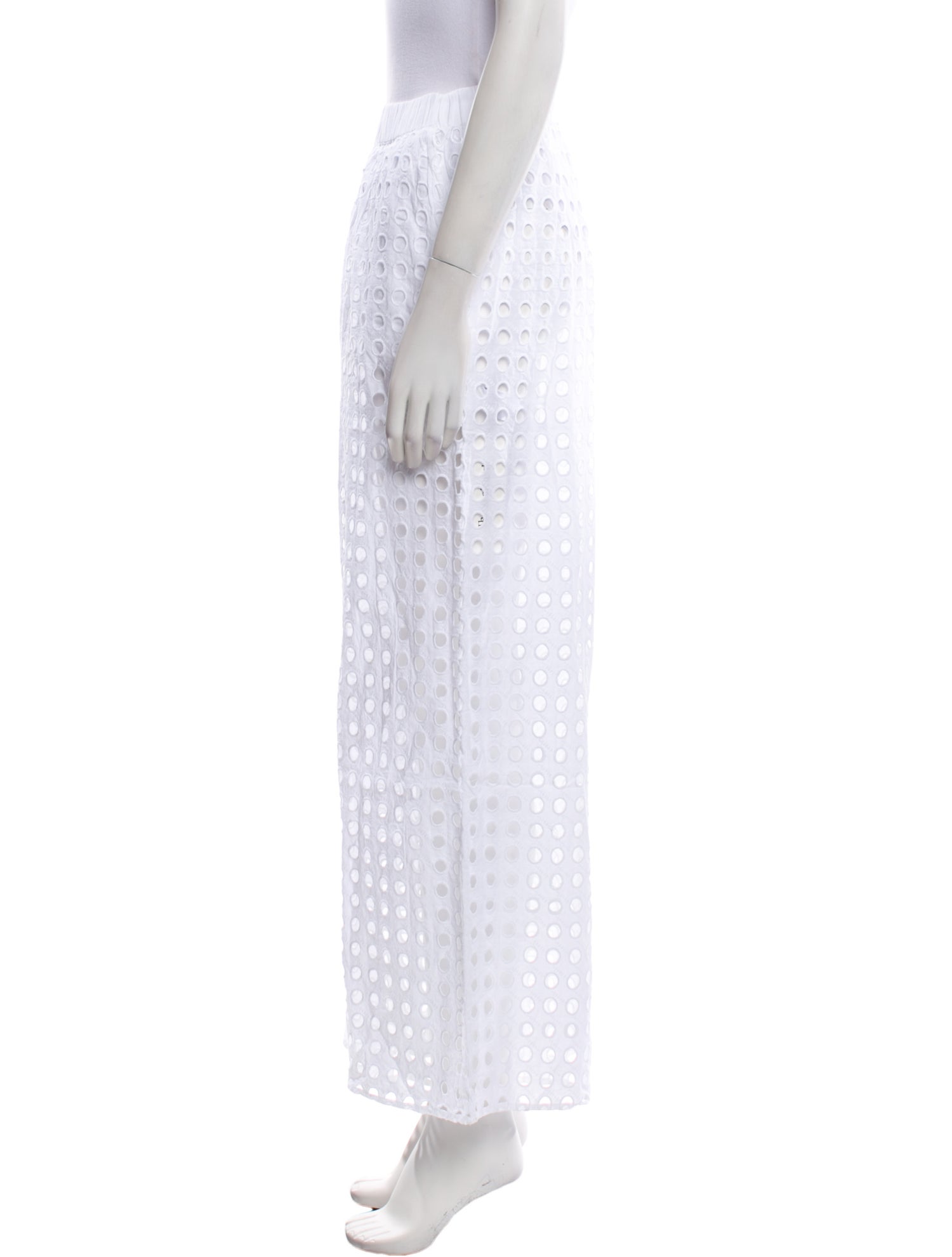 Solid & Striped Lace Pattern Wide Leg Pants