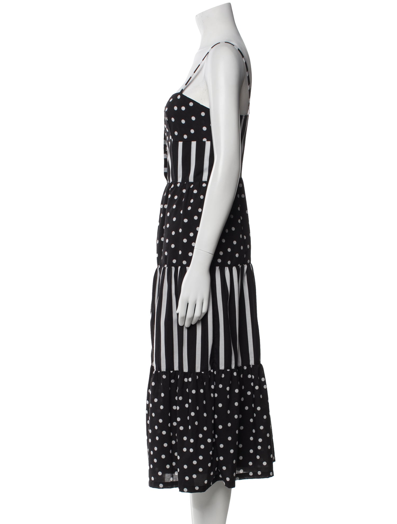 Solid & Striped Polka Dot Print Midi Length Dress