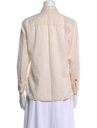 Solid & Striped Three-Quarter Sleeve Button-Up Top