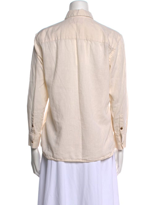 Solid & Striped Three-Quarter Sleeve Button-Up Top