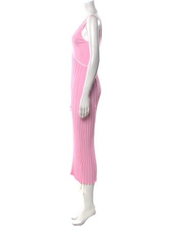 Solid & Striped V-Neck Long Dress