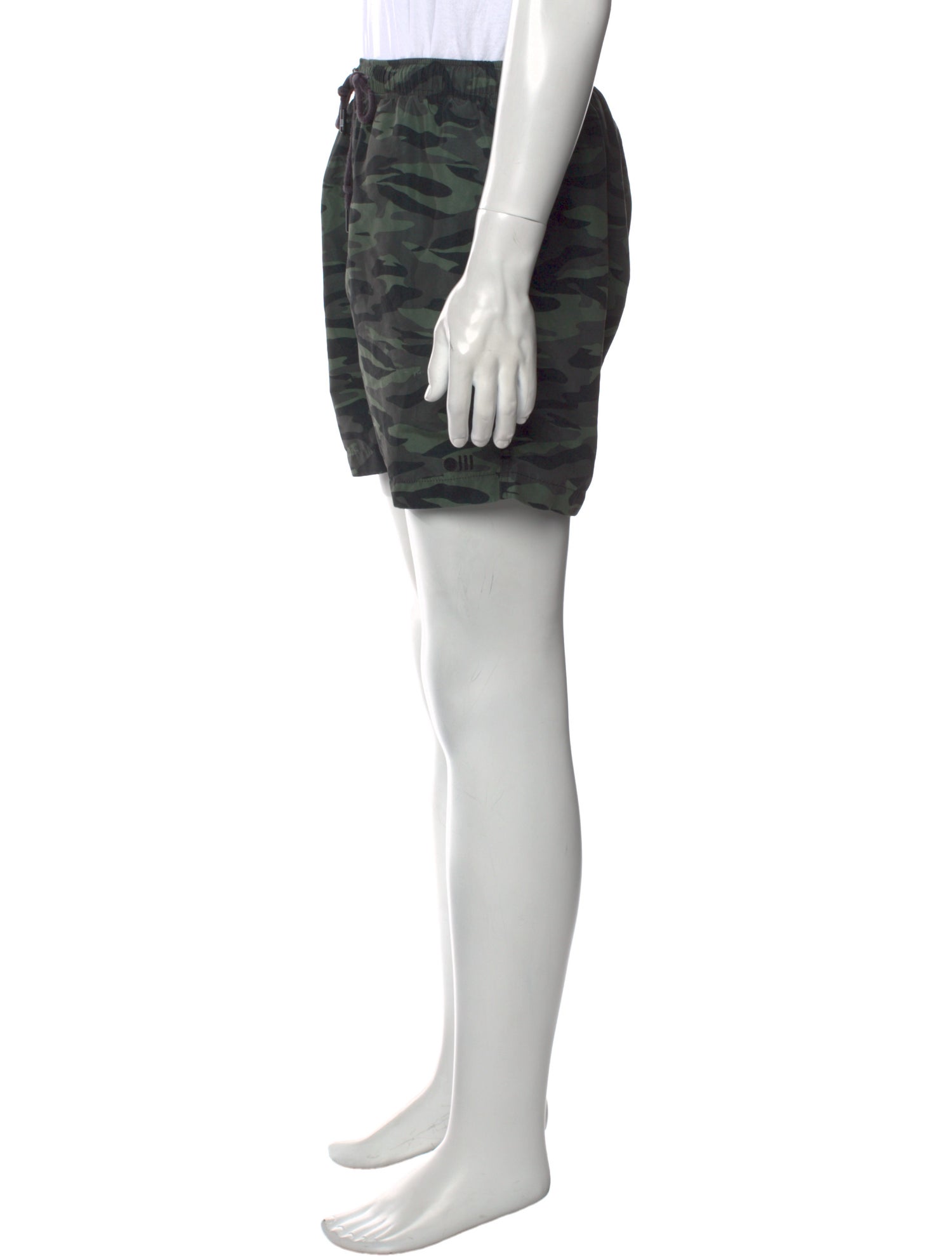 Solid & Striped Camouflage Print Embroidered Accent Swim Trunks