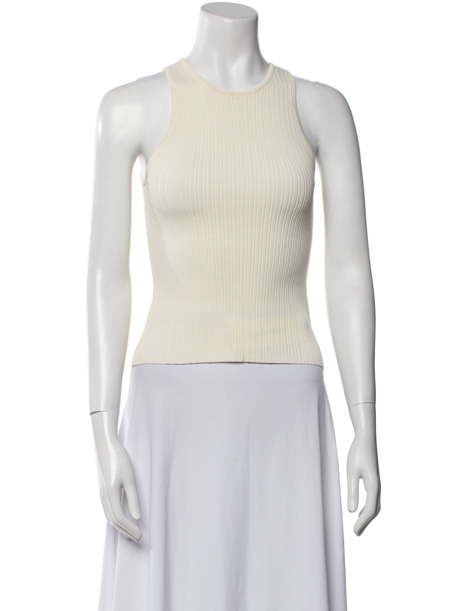 Solid & Striped Crew Neck Sleeveless Top