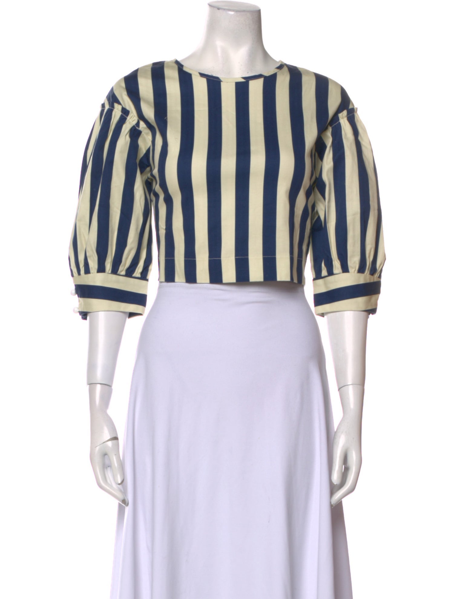 Solid & Striped Striped Bateau Neckline Crop Top
